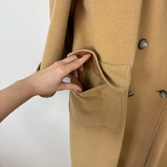 Vintage Camel Hair Coat Neimans Marcus Maxi Coat Tan Long 80s 90s Classic - Picture 7 of 14